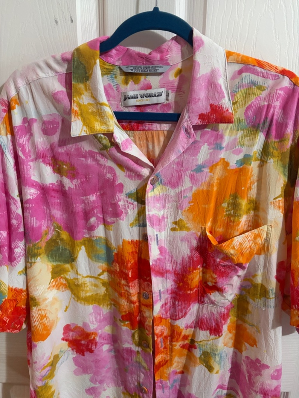 Jams World Pink, Orange & Green Floral Short-Sleeve Button-Down - Picture 10 of 11